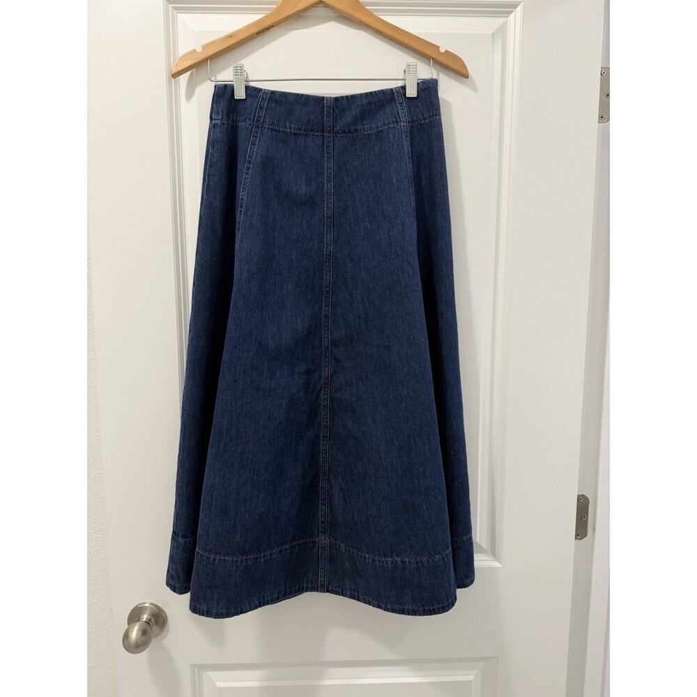 Boden Denim Paneled A-Line Midi Skirt Blue Zip Women's Size 6 Regular R0409